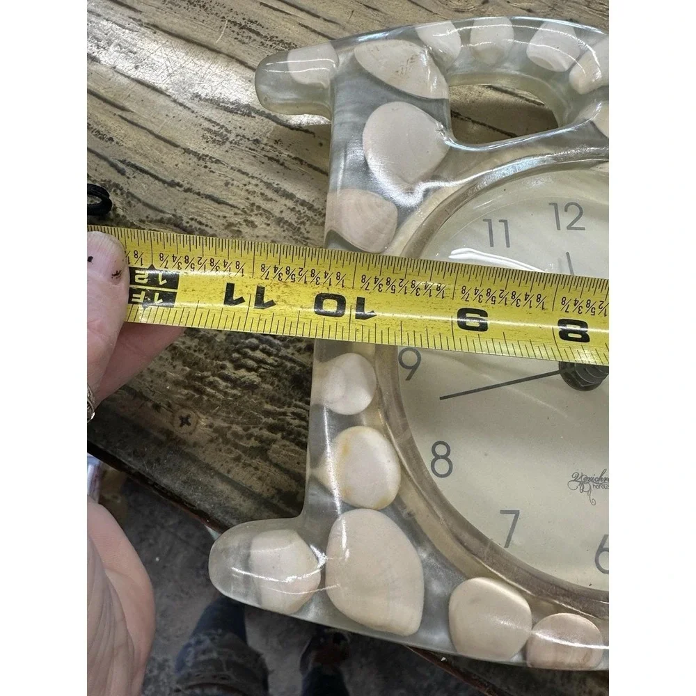 Vtg KIRCH  Lucite Acrylic Wall Clock Shells 80s  Bath Beach ~ Working
